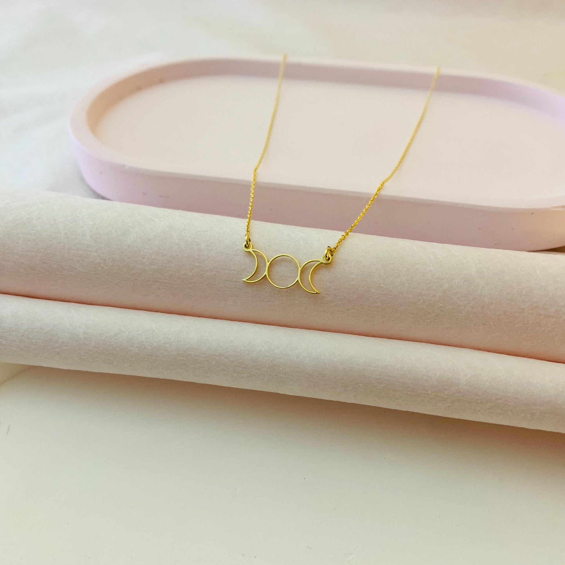 Moon Necklace, Triple Moon Goddess Necklace, Moon Phase Necklace, Witchy Jewelry, Goddess Choker