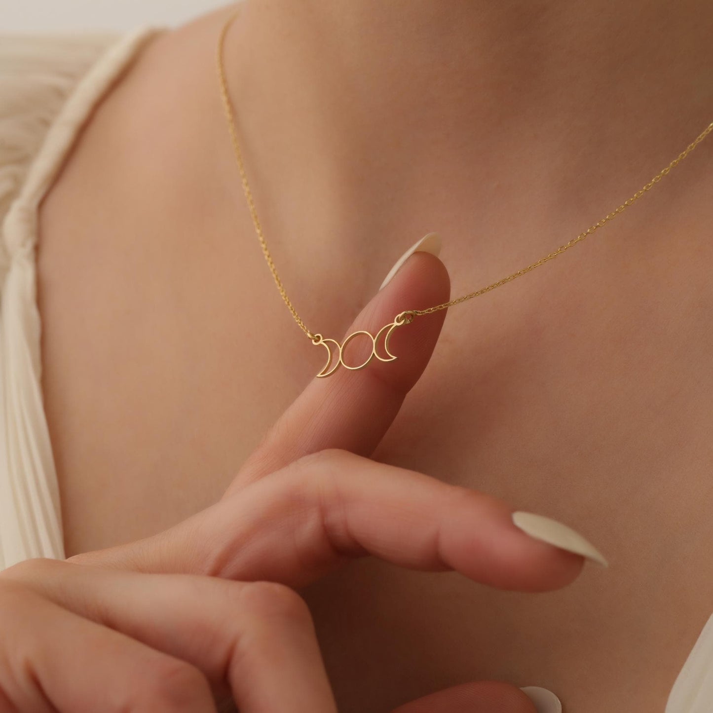 Moon Necklace, Triple Moon Goddess Necklace, Moon Phase Necklace, Witchy Jewelry, Goddess Choker