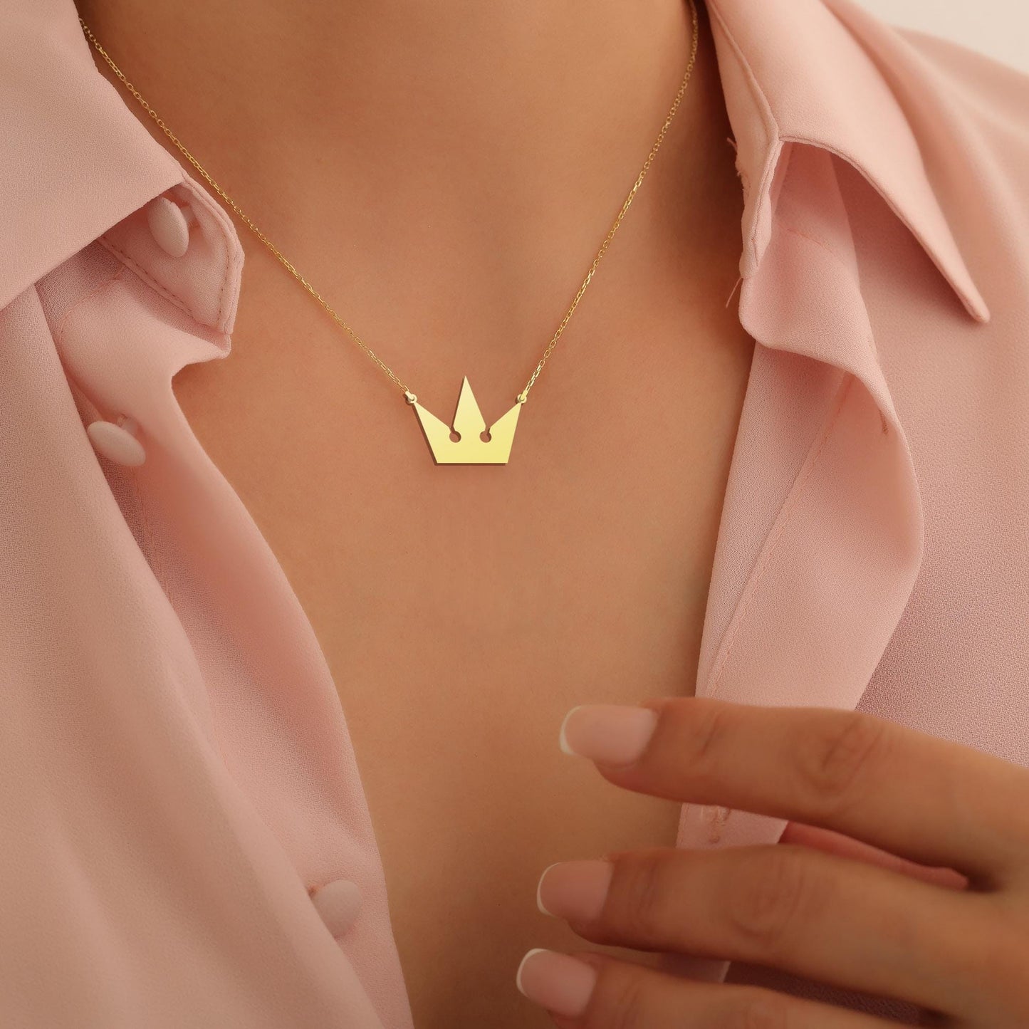 Crown Necklace,18K Gold Plated Dainty Queen Crown Necklace Sterling Silver, Cute Jewelry, Princess Crown Charm, Royal Jewelry, Gift For Her