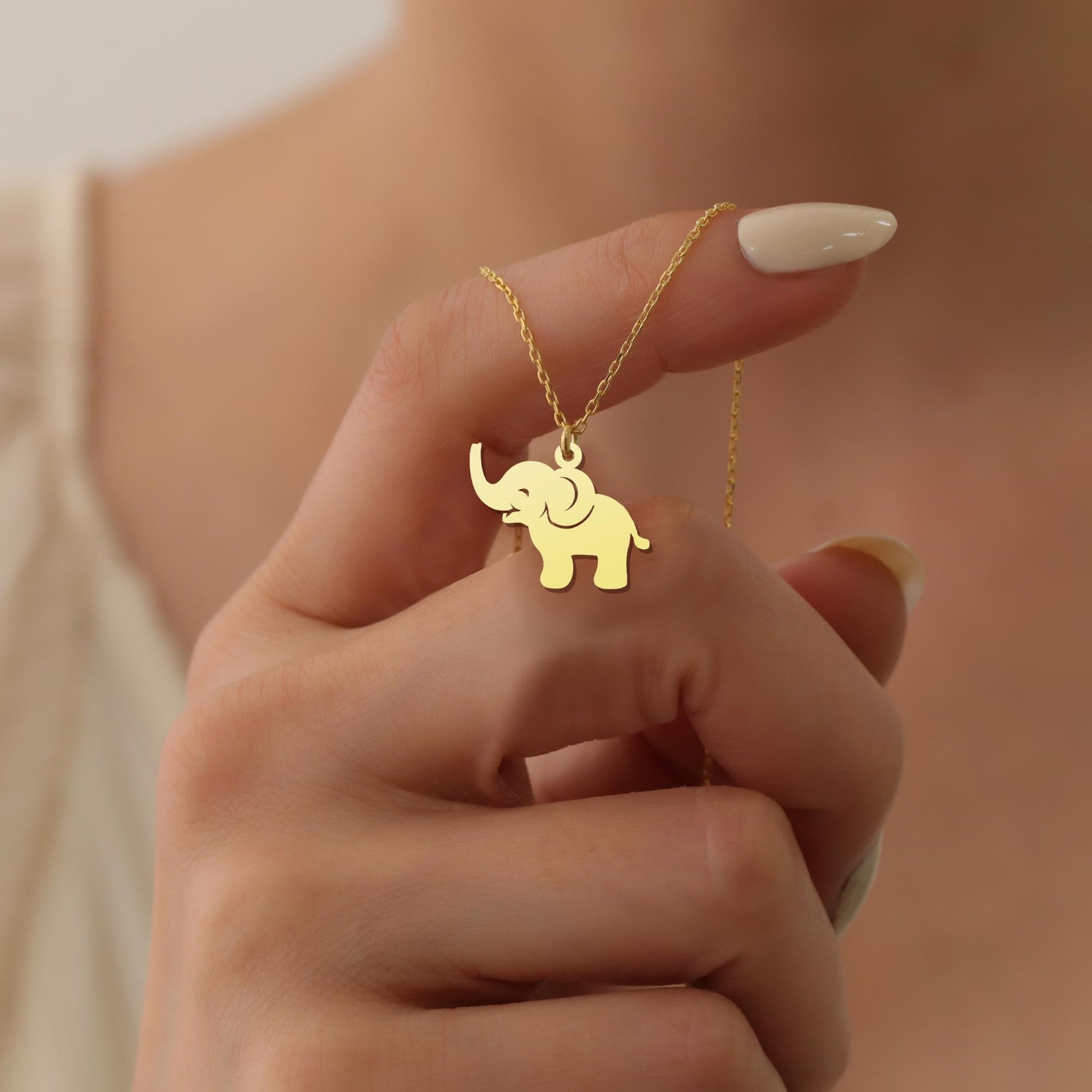 Elephant Necklace, Lucky Elephant Pendant, Animal Charm, Minimalist Elephant Jewelry, Symbolic Strength Gift, Good Lucky Gift