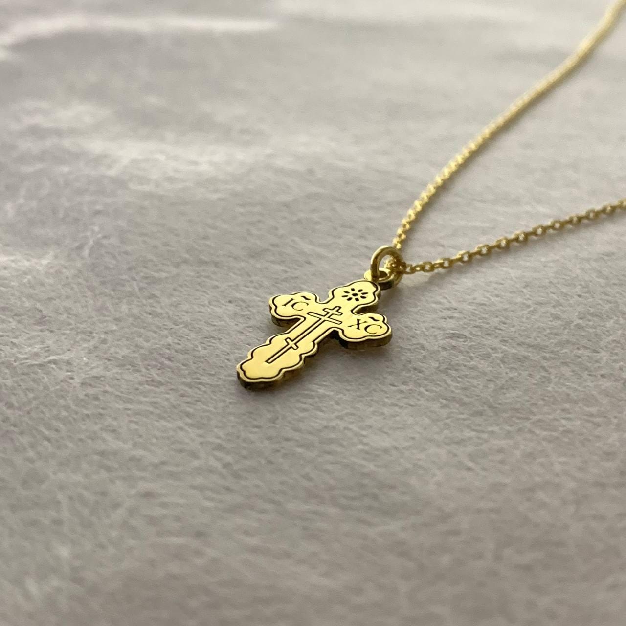 Crucifix Necklace, Cross Necklace, Greek Orthodox Cross, Tiny Greek Gift, Orthodox Charm, Eastern Orthodox, Gold Cross Necklace