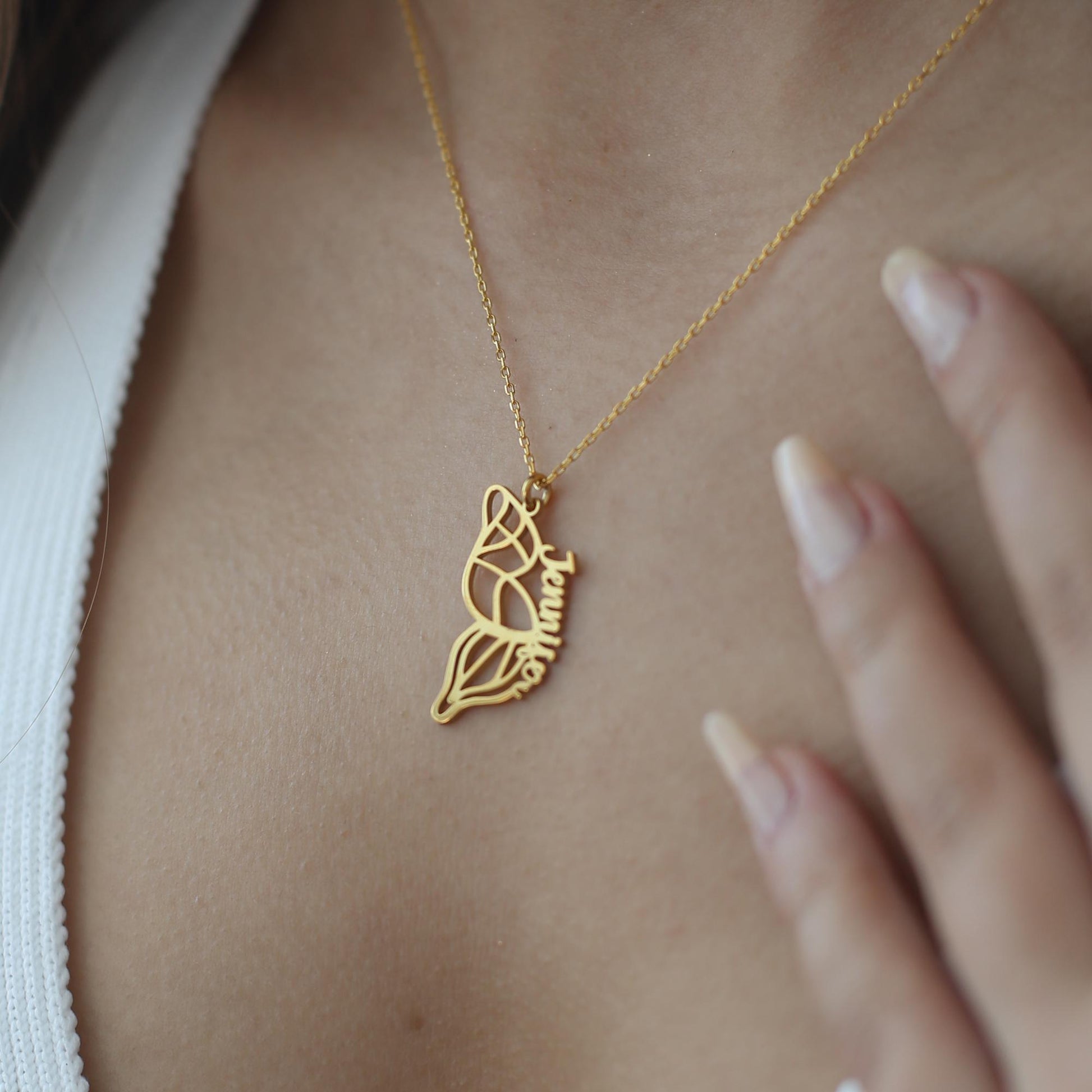 Personalized Butterfly Name Necklace, Dainty Gold Butterfly Necklace, Butterfly Wing Necklace, BFF Necklace, Friendship Necklace