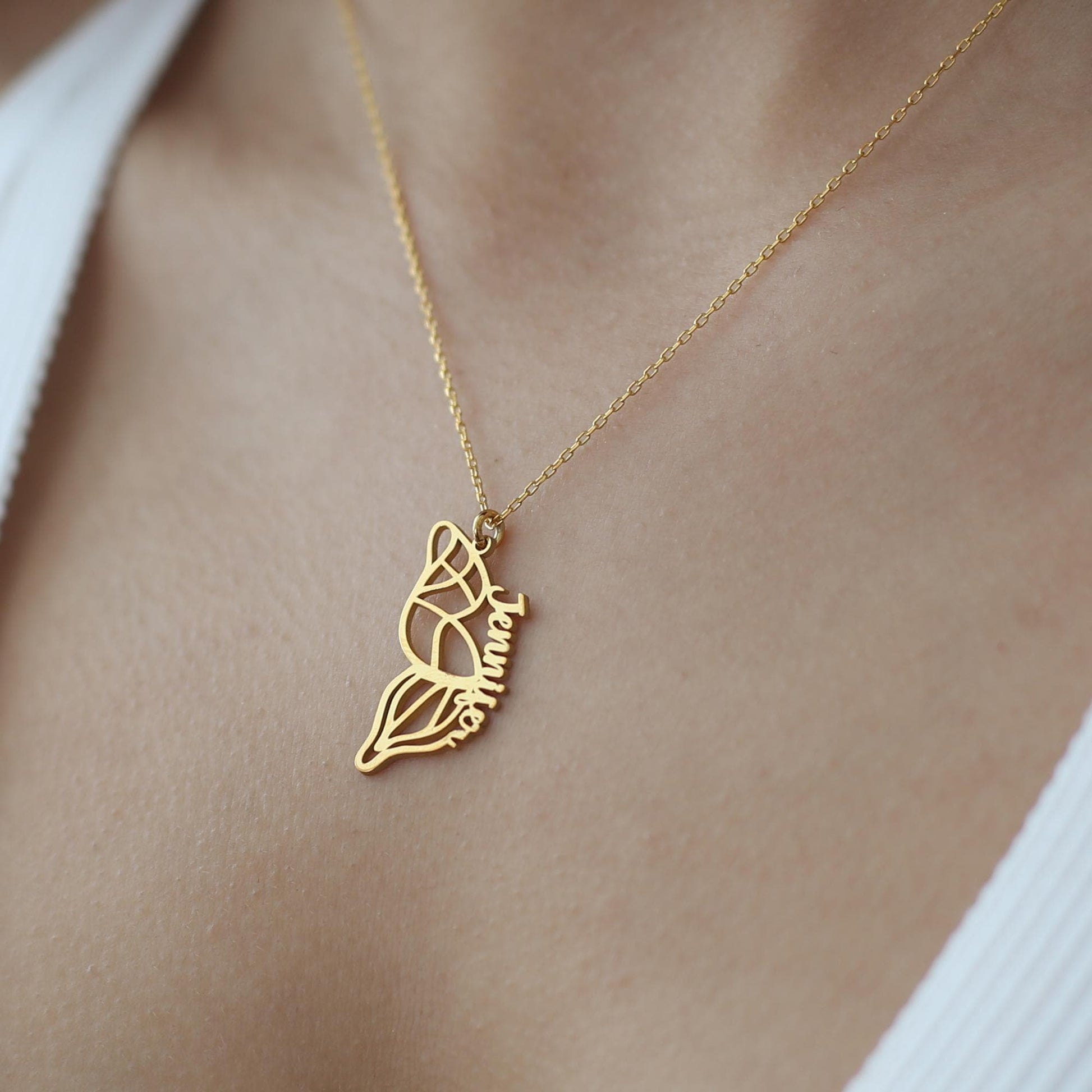 Personalized Butterfly Name Necklace, Dainty Gold Butterfly Necklace, Butterfly Wing Necklace, BFF Necklace, Friendship Necklace