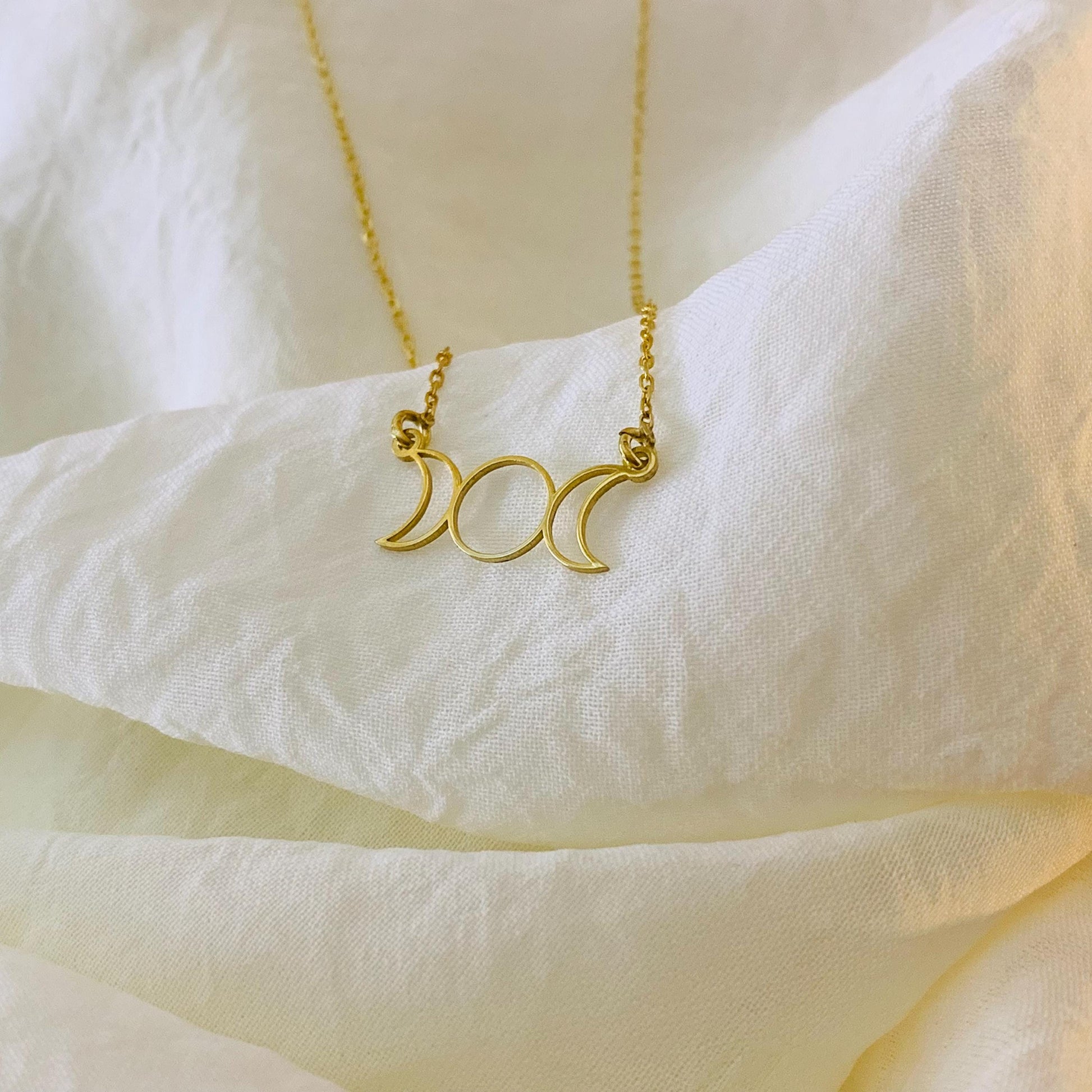 Sterling Silver Triple Moon Goddess Necklace - Wiccan Pagan Jewelry