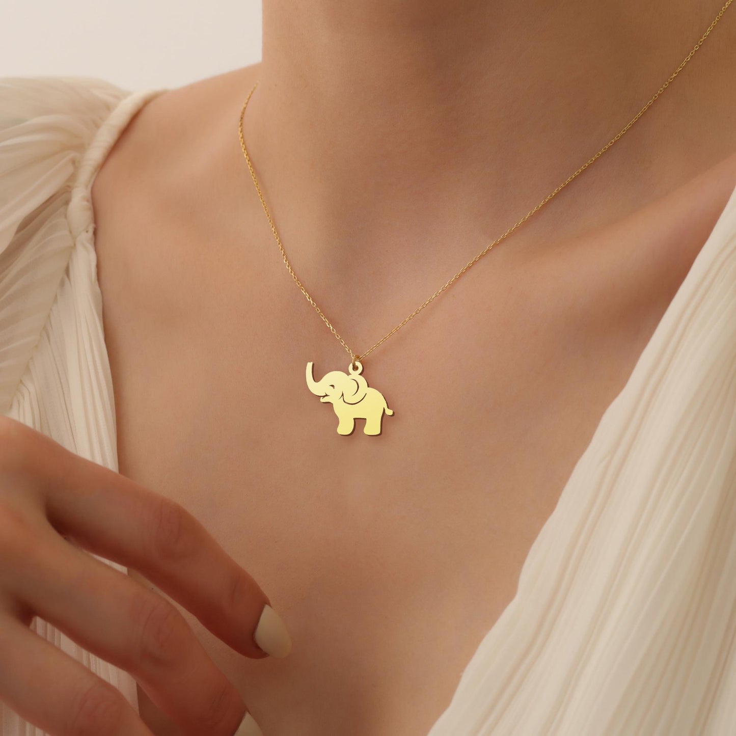 Elephant Necklace, Lucky Elephant Pendant, Animal Charm, Minimalist Elephant Jewelry, Symbolic Strength Gift, Good Lucky Gift
