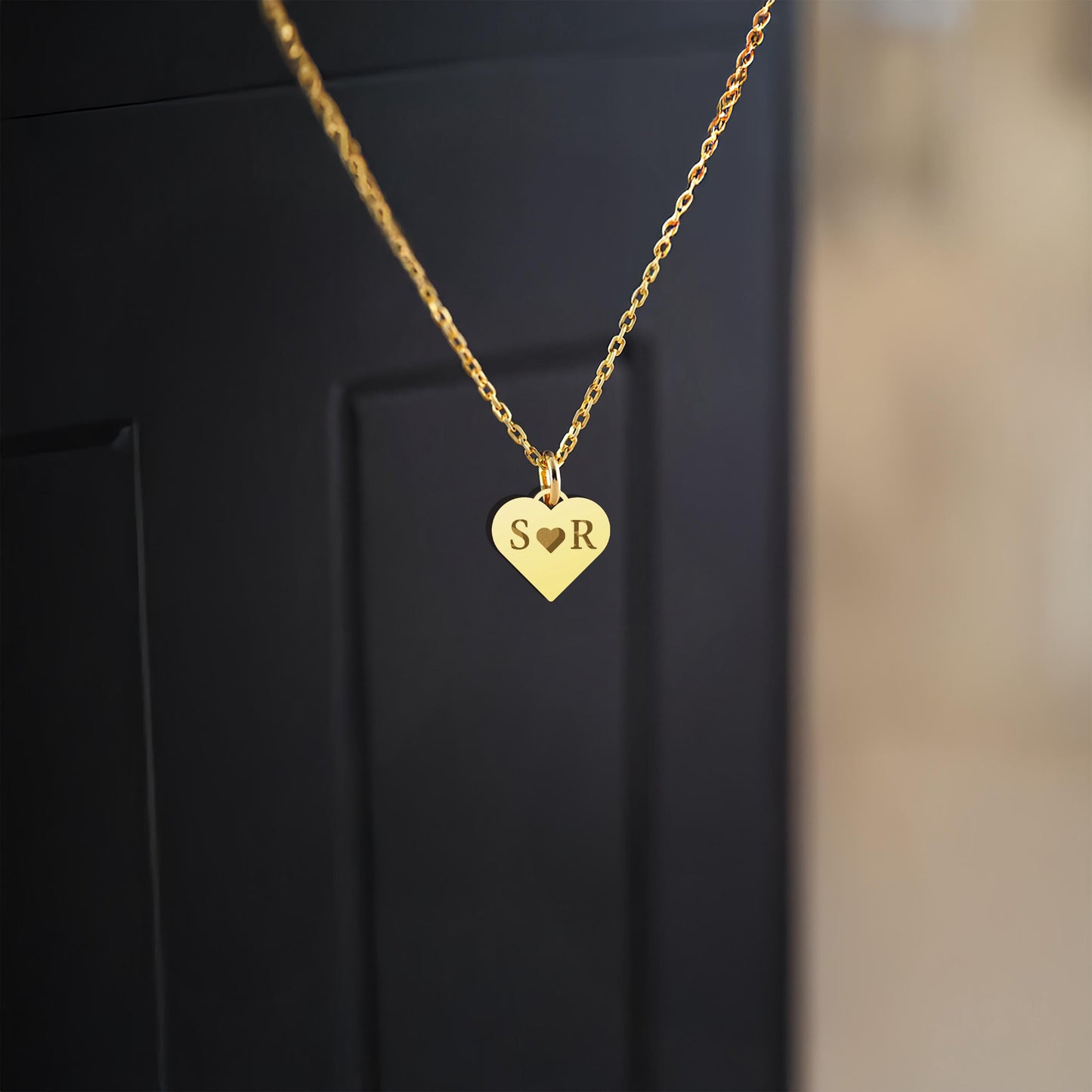 Custom Heart Initial Necklace: 18K Gold Vermeil Sterling Silver