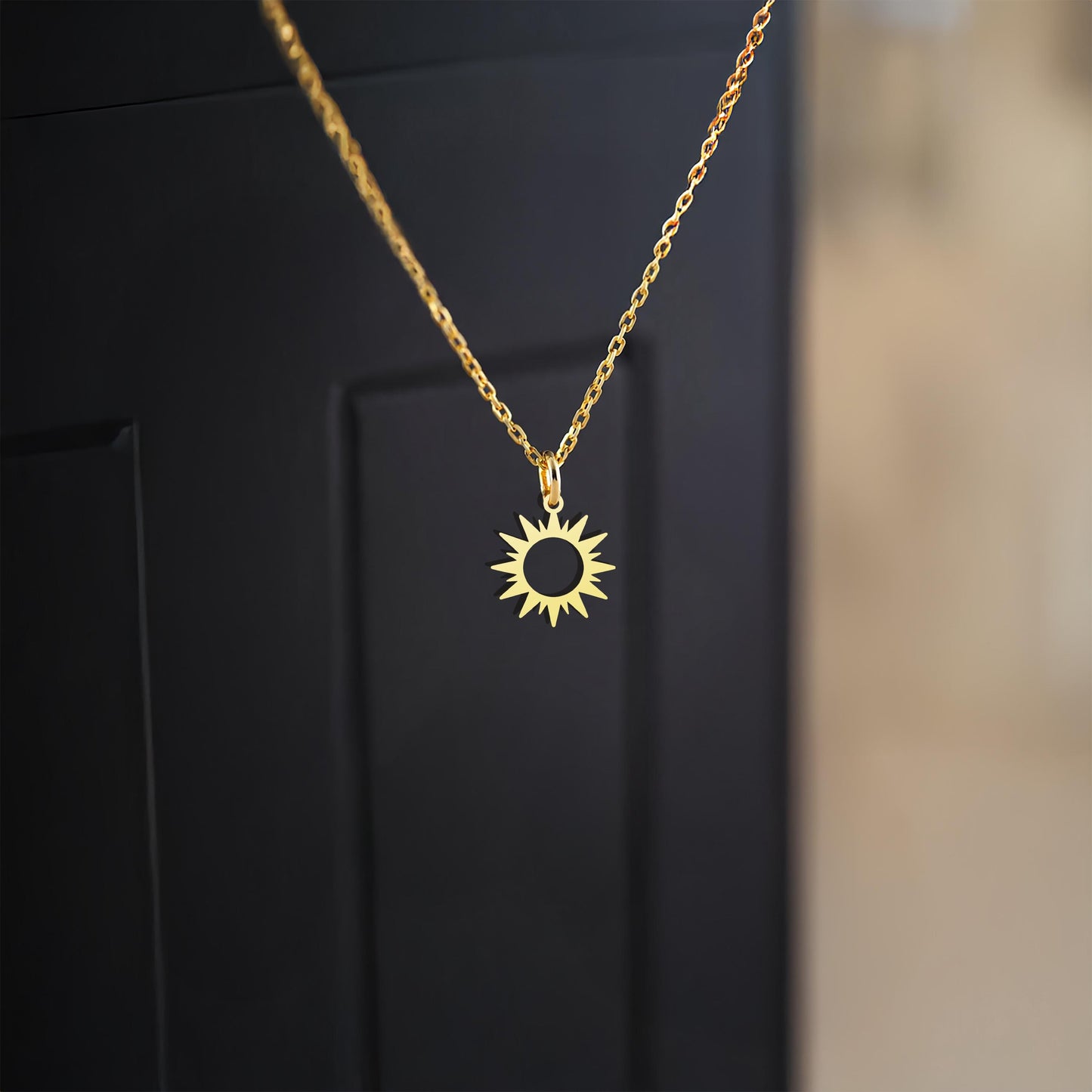 Gold Sunshine Pendant Necklace: Personalized Sterling Silver Sunburst