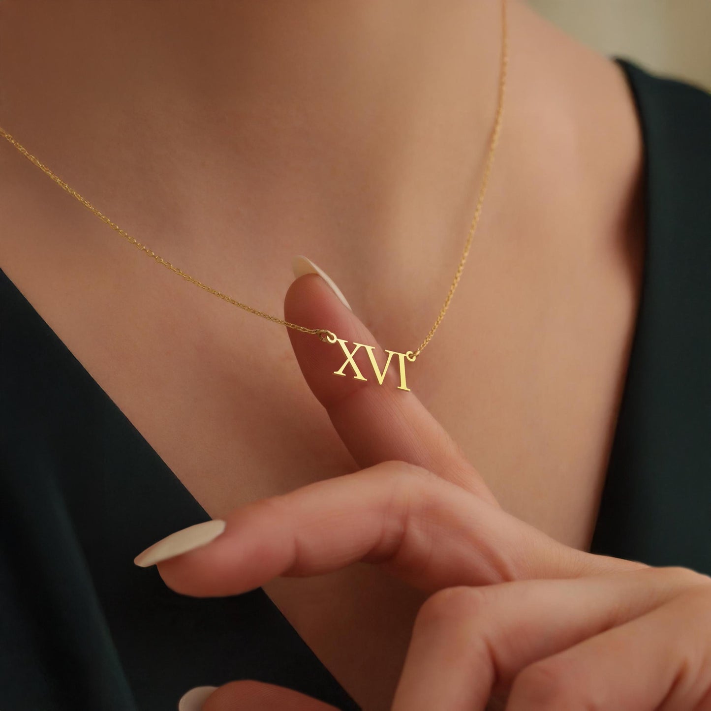 18K Gold Roman Numeral Necklace, Special Elegant Necklace, History Symbolic Jewelry,Anniversary Gift, Personalized Jewelry, Gifts for Her