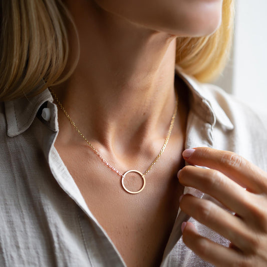 18K Gold Vermeil Karma Circle Necklace: Personalized Sterling Silver