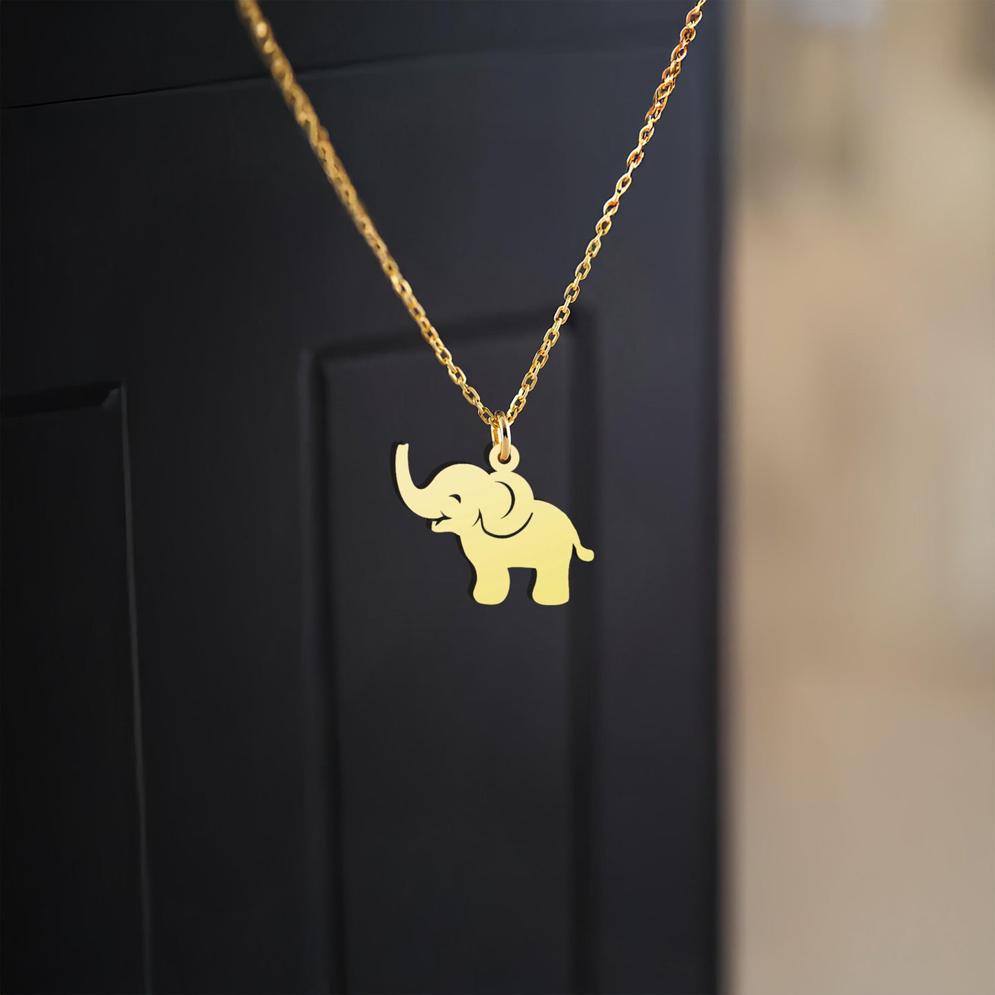 Minimalist 18K Gold Elephant Necklace: Sterling Silver Animal Pendant