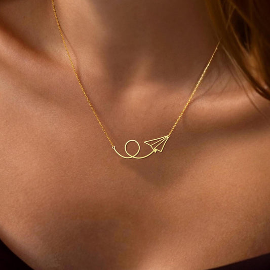 18K Gold Paper Airplane Necklace, Minimalist Silver Travel Charm, Adventure Inspired Jewelry for Travel Lovers, Gift for Pilot and Hostess