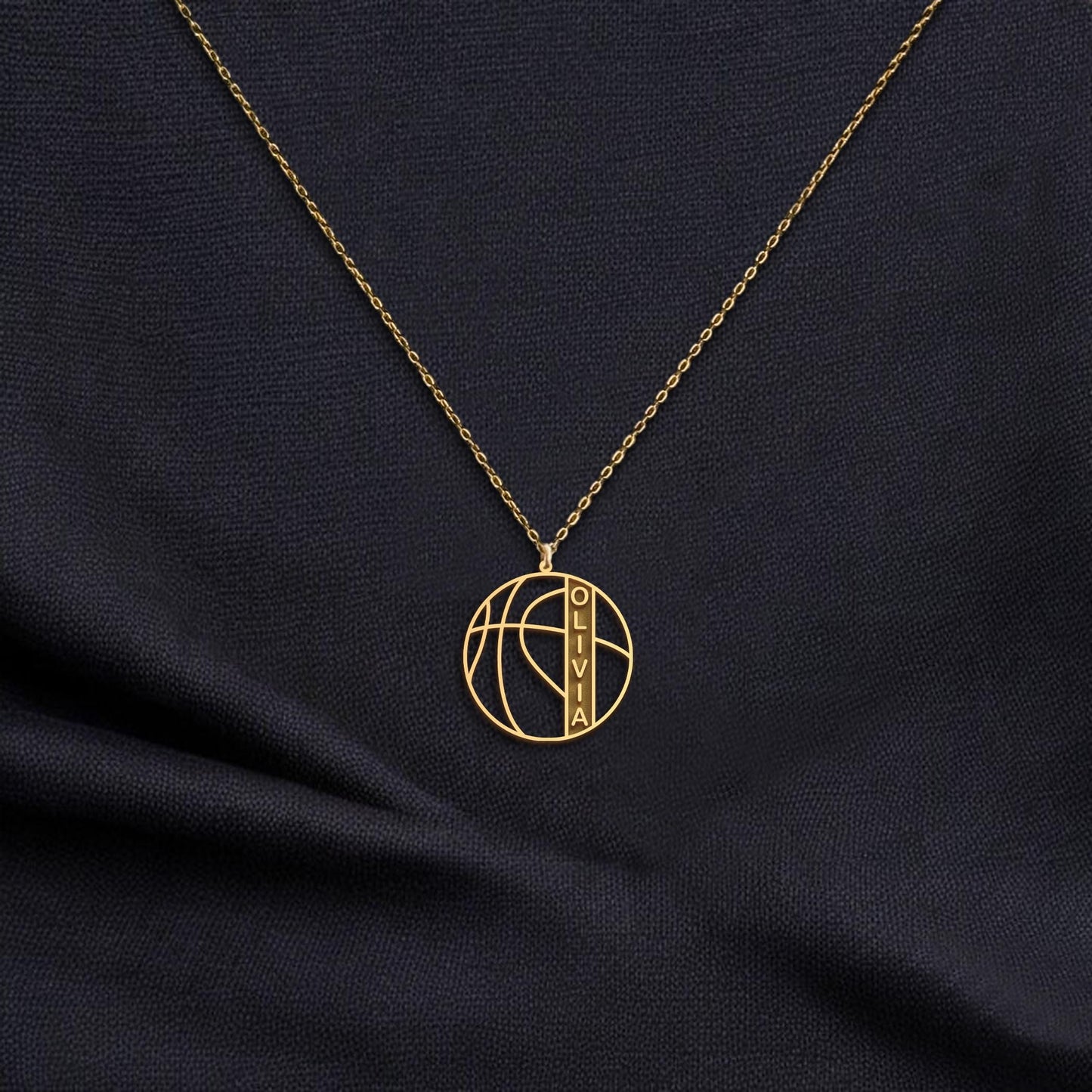 Personalized Basketball Name Necklace, Custom Sports Jewelry Gift, Gold Name Pendant for Basketball Player, Gifts for Basketball Team
