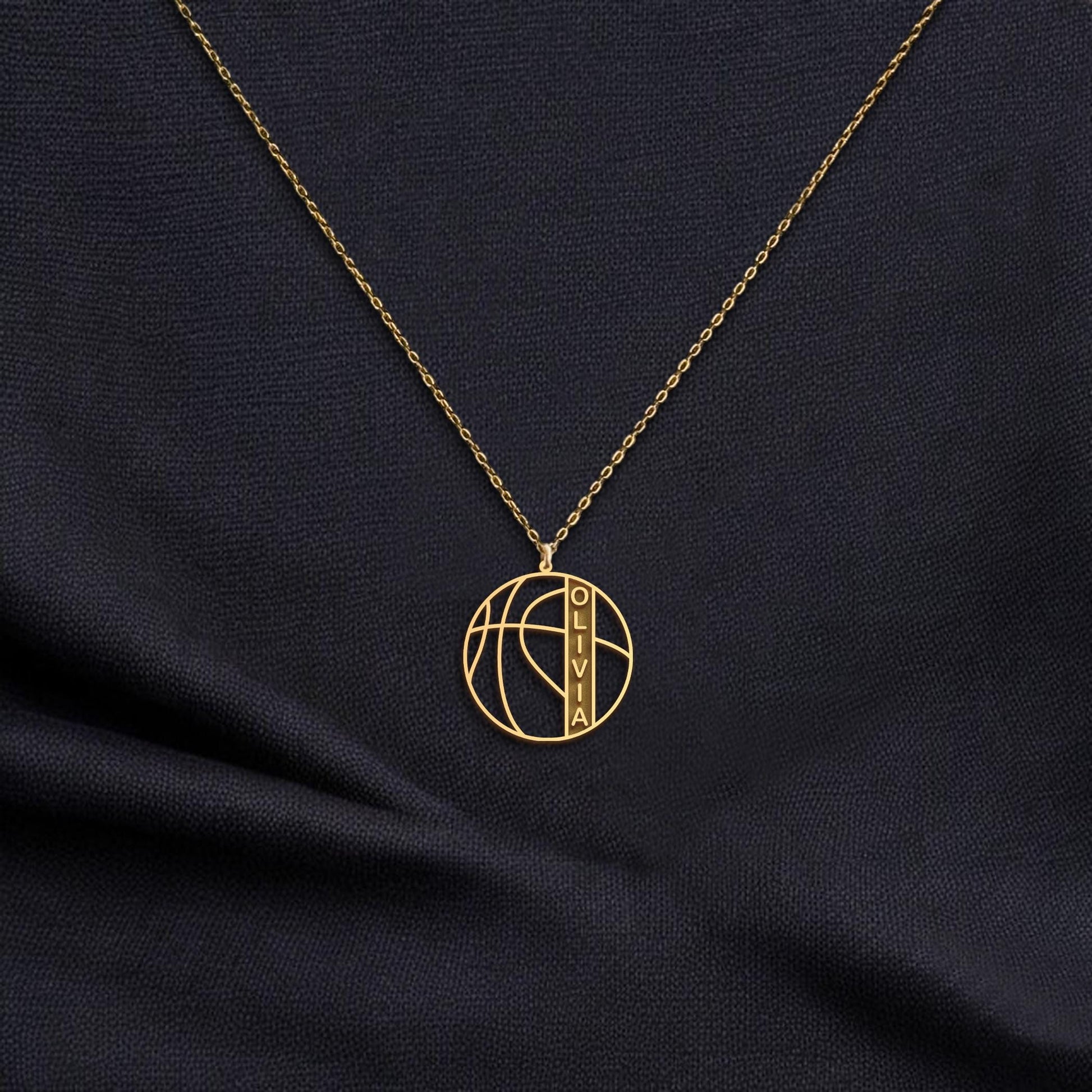 Personalized Basketball Name Necklace, Custom Sports Jewelry Gift, Gold Name Pendant for Basketball Player, Gifts for Basketball Team