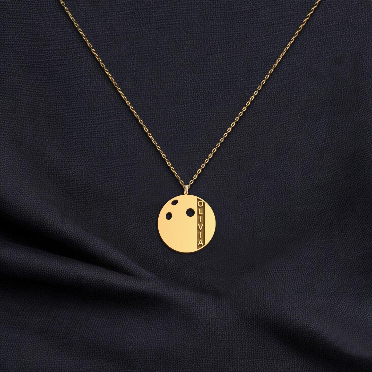 Personalized Bowling Name Necklace, Custom Bowling Ball Pendant, Sports Name Jewelry Gift, Bowling Player Necklace, Team Gift for Her
