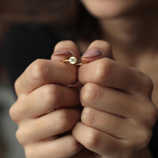 Custom Number Ring | 18K Gold Personalized Engraved Stackable Ring | Lucky Number Ring Gift for Her | Thin Gold Ring for Everyday Wear