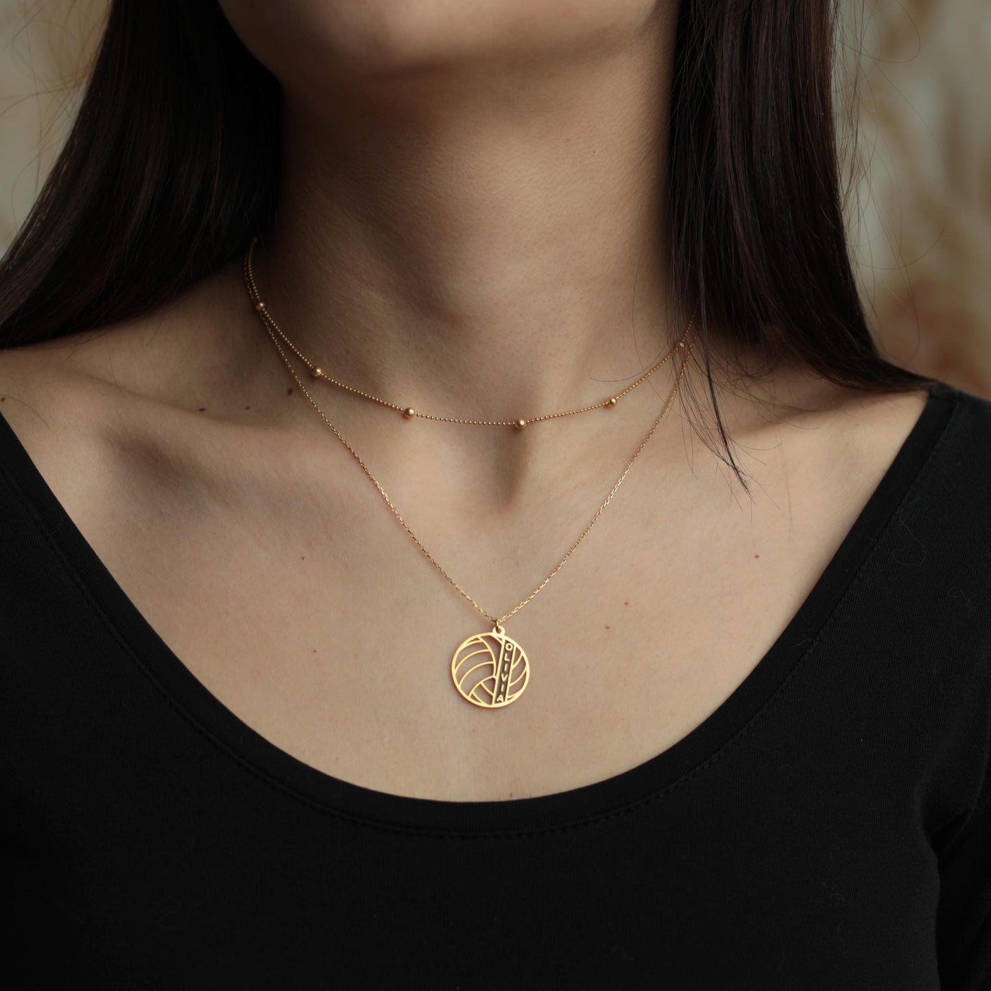 Custom Volleyball Name Necklace | 18K Gold Personalized Sports Jewelry | Dainty Necklace for Volleyball Gifts | Gift for Volleyball Player