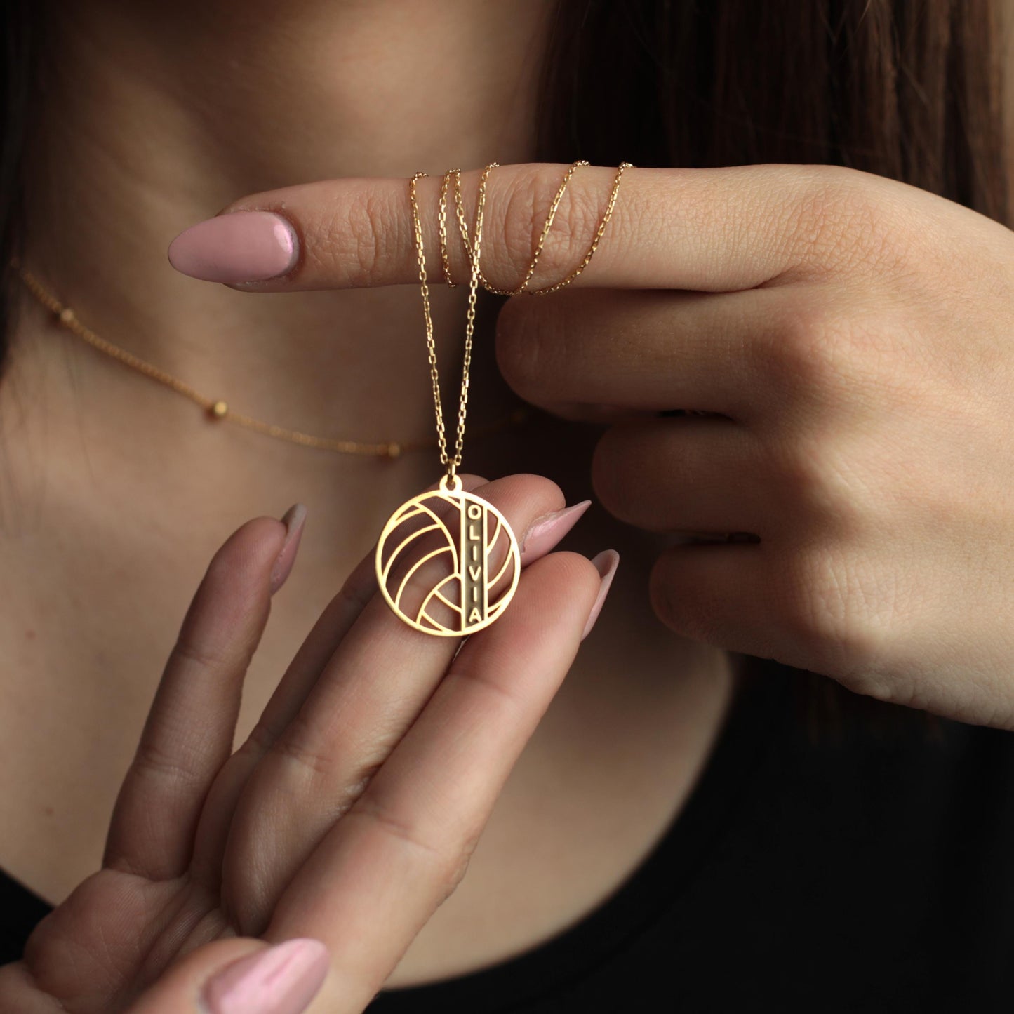 Custom Volleyball Name Necklace | 18K Gold Personalized Sports Jewelry | Dainty Necklace for Volleyball Gifts | Gift for Volleyball Player