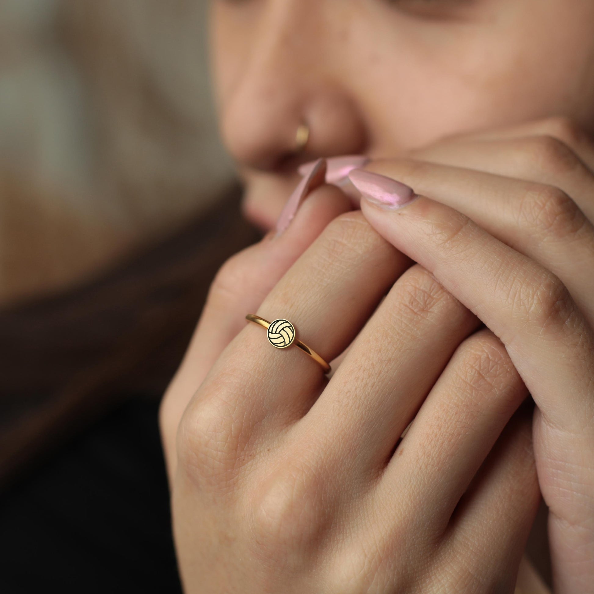 Volleyball Ring | 18K Gold Dainty Stackable Sports Jewelry | Minimalist Ring Gift for Volleyball Player, Coach or Mom | Everyday Ring