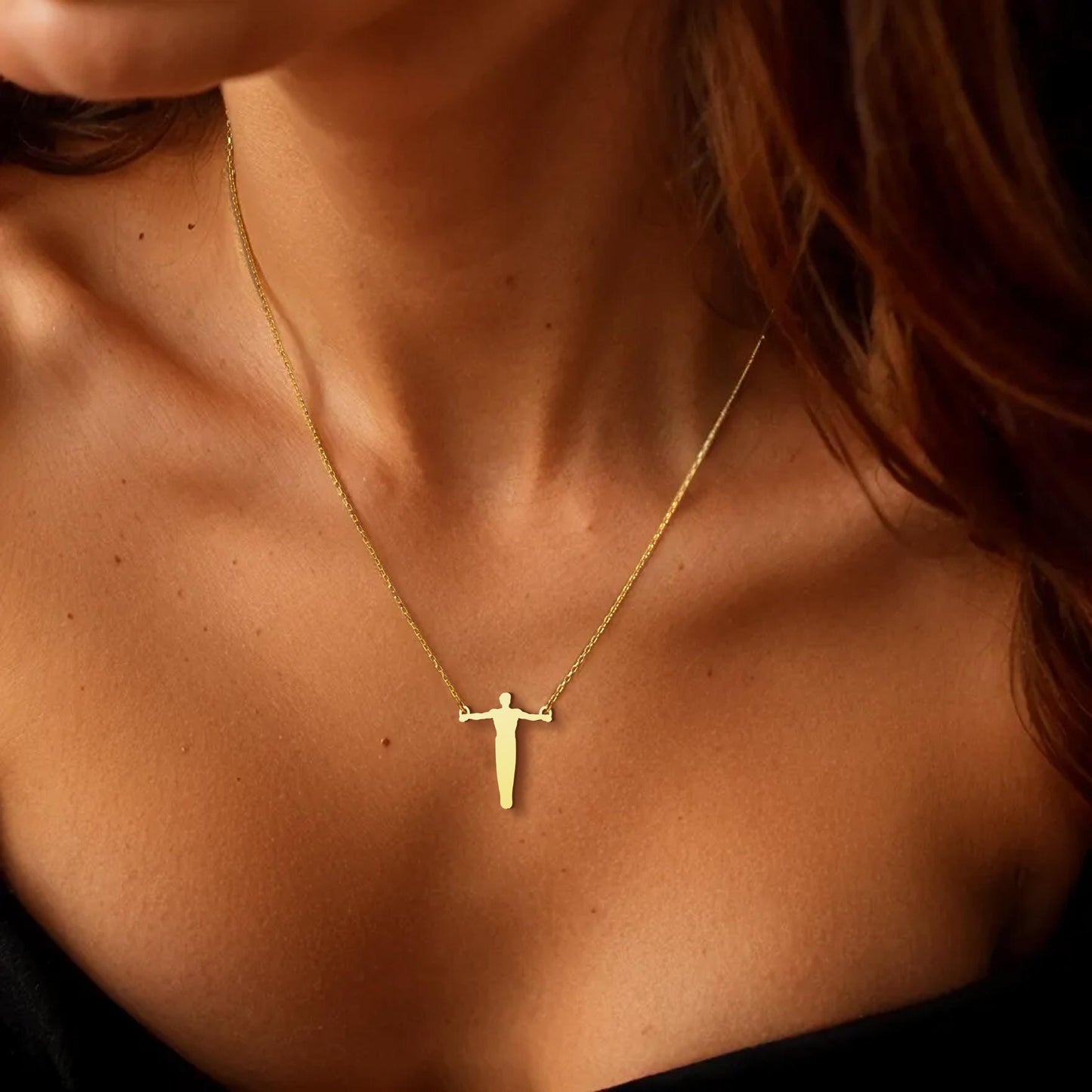 Iron Cross Gymnastics Necklace | 18K Gold Dainty Gymnast Jewelry | Minimalist Symbolic Gift for Athlete or Coach | Everyday Sports Necklace