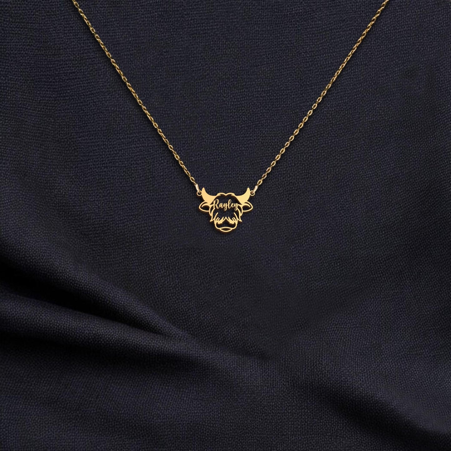 Highland Cow Necklace | 18K Gold Dainty Animal Pendant | Minimalist Country Girl Gift | Everyday Charm Necklace | Highland Cow Jewelry