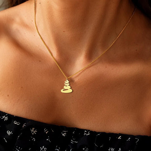 Balance Stone Necklace | 18K Gold Dainty Zen Jewelry | Minimalist Meditation Pendant Gift for Her | Spiritual Necklace | Yoga Gift