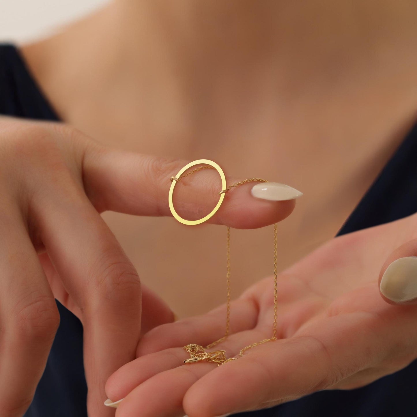 Sterling Silver Circle Necklace: Minimalist Karma Pendant