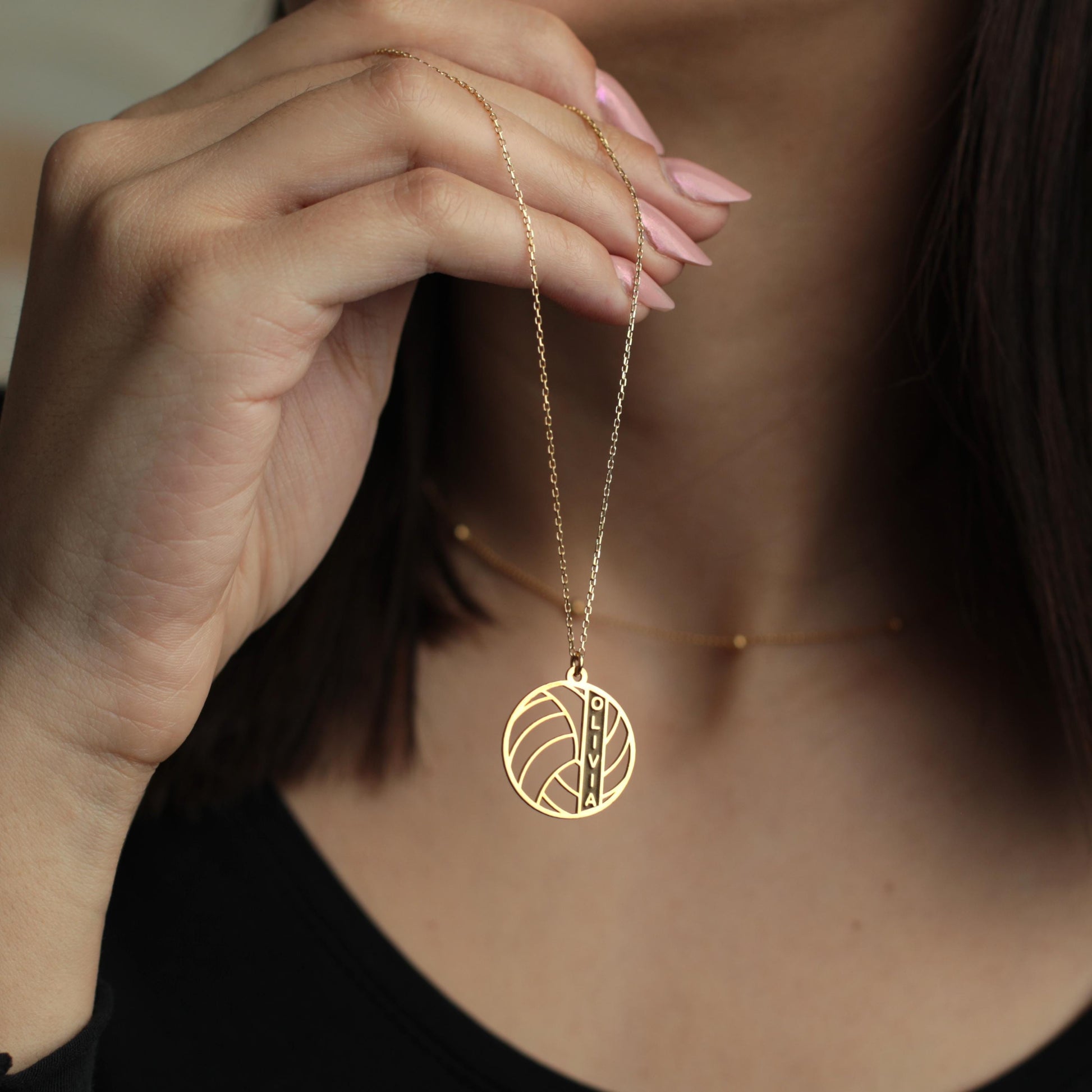 Custom Volleyball Name Necklace | 18K Gold Personalized Sports Jewelry | Dainty Necklace for Volleyball Gifts | Gift for Volleyball Player