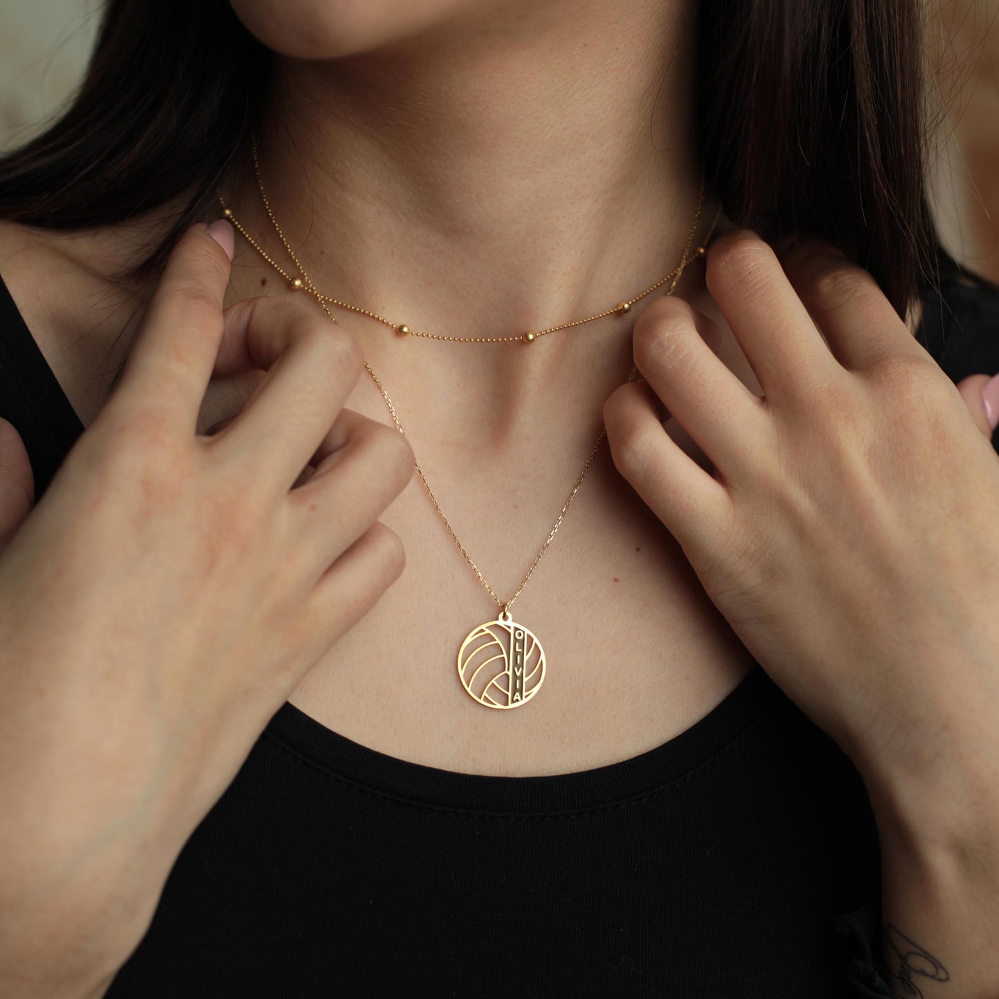 Custom Volleyball Name Necklace | 18K Gold Personalized Sports Jewelry | Dainty Necklace for Volleyball Gifts | Gift for Volleyball Player