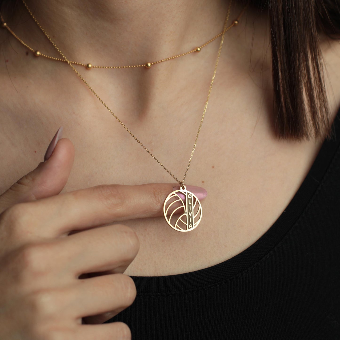 Custom Volleyball Name Necklace | 18K Gold Personalized Sports Jewelry | Dainty Necklace for Volleyball Gifts | Gift for Volleyball Player