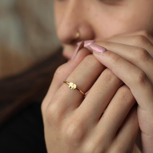 Elephant Ring | 18K Gold Dainty Stackable Ring | Good Luck Animal Jewelry | Minimalist Gold Ring for Everyday Wear | Gift for Her