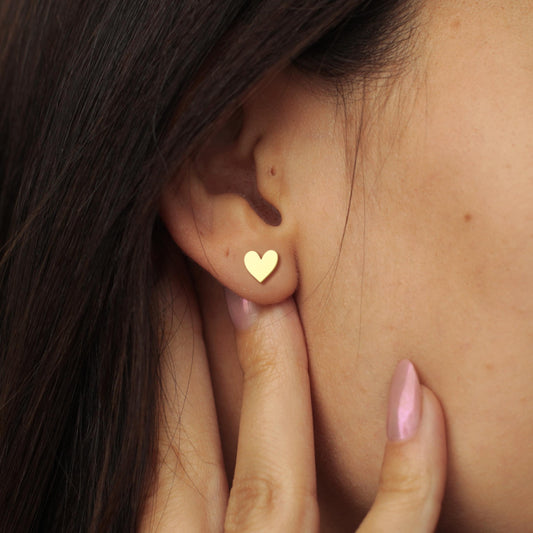 Heart Earrings | 18K Gold Dainty Everyday Studs | Minimalist Heart Jewelry | Cute Gift for Her or Girlfriend | Tiny Earrings for Daily Wear