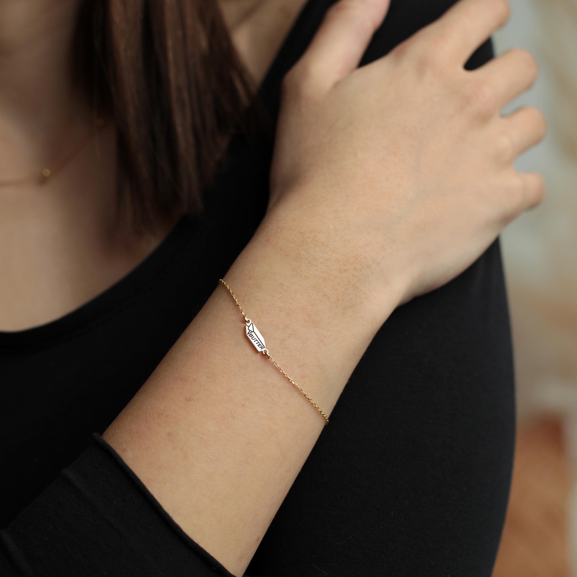 Butter Bracelet, Dainty Everyday Bracelet, Funny Minimalist Jewelry Gift, Simple Bracelet for Food Chef, Food Lover Gift