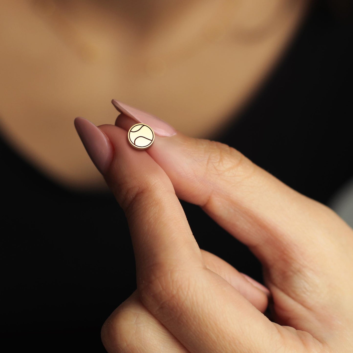 Tennis Earrings | 18K Gold Dainty Studs for Sporty Style | Gift for Tennis Player or Coach | Lightweight Gold Earrings for Daily Use