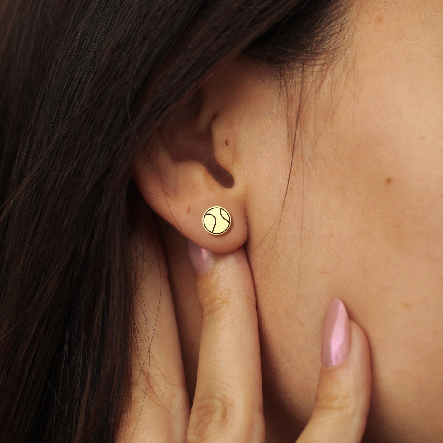Tennis Earrings | 18K Gold Dainty Studs for Sporty Style | Gift for Tennis Player or Coach | Lightweight Gold Earrings for Daily Use