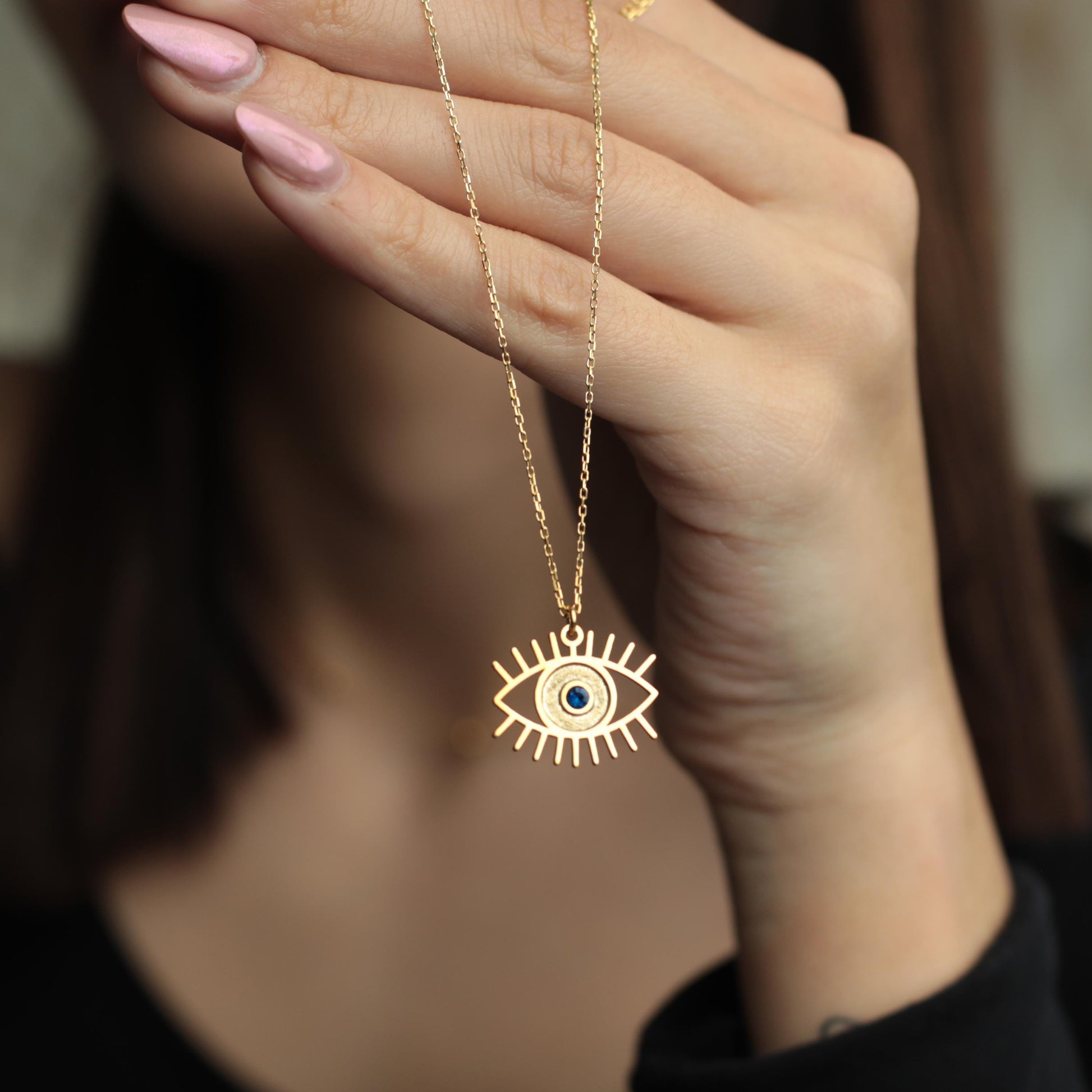 Evil Eye Necklace | 18K Gold Dainty Protection Jewelry | Minimalist Good Lucky Blue Evil Eye Necklace for Her | Meaningful Jewelry Gift