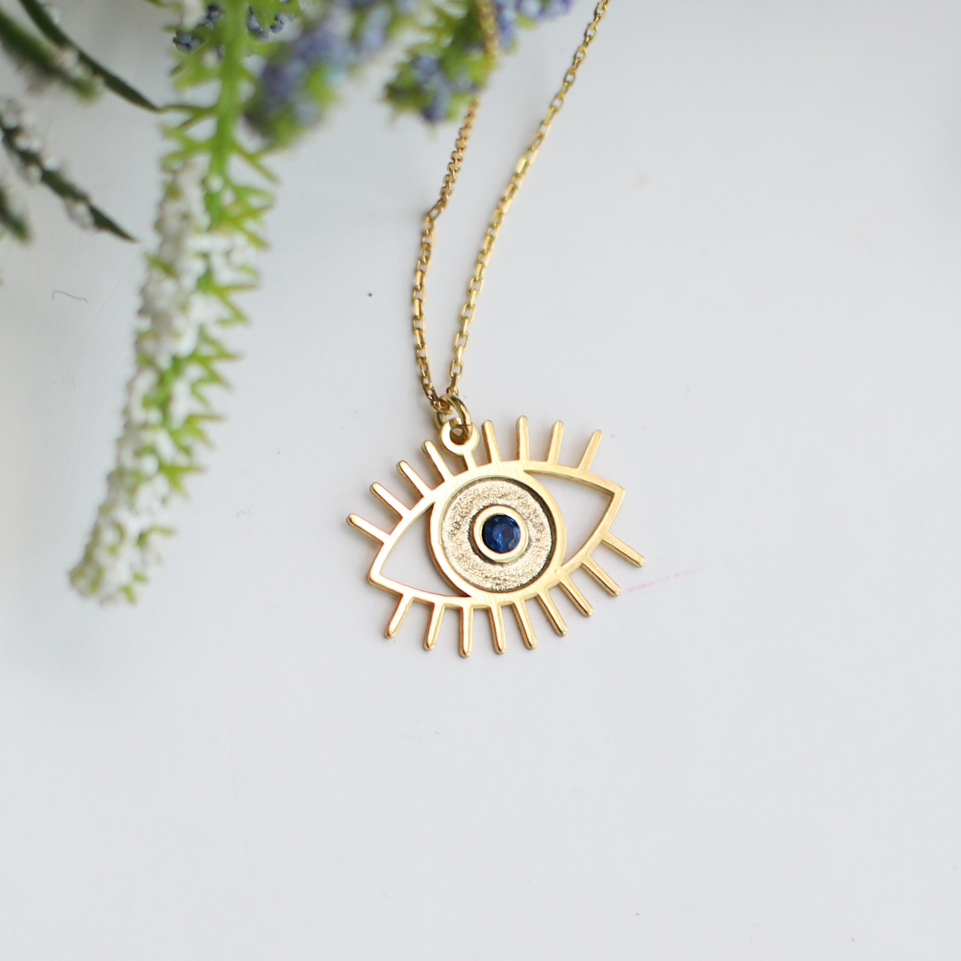 Evil Eye Necklace | 18K Gold Dainty Protection Jewelry | Minimalist Good Lucky Blue Evil Eye Necklace for Her | Meaningful Jewelry Gift