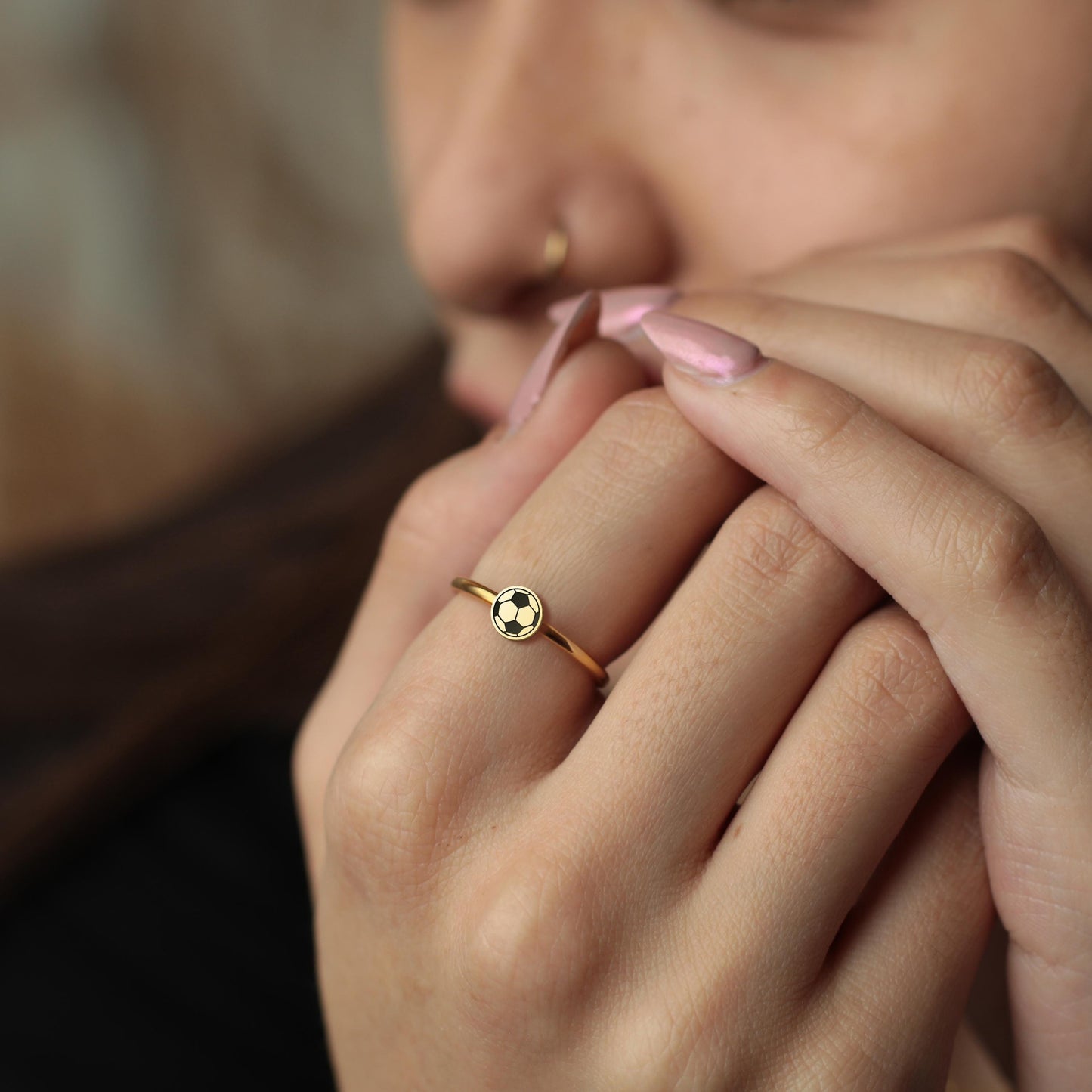 Soccer Ring | 18K Gold Dainty Stackable Sports Jewelry | Gift for Soccer Player, Coach or Mom | Minimalist Gold Ring for Daily Style