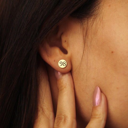 Personalized Number Earrings | 18K Gold Custom Lucky Number Studs | Minimalist Tiny Earrings Gift for Her | Dainty Everyday Jewelry