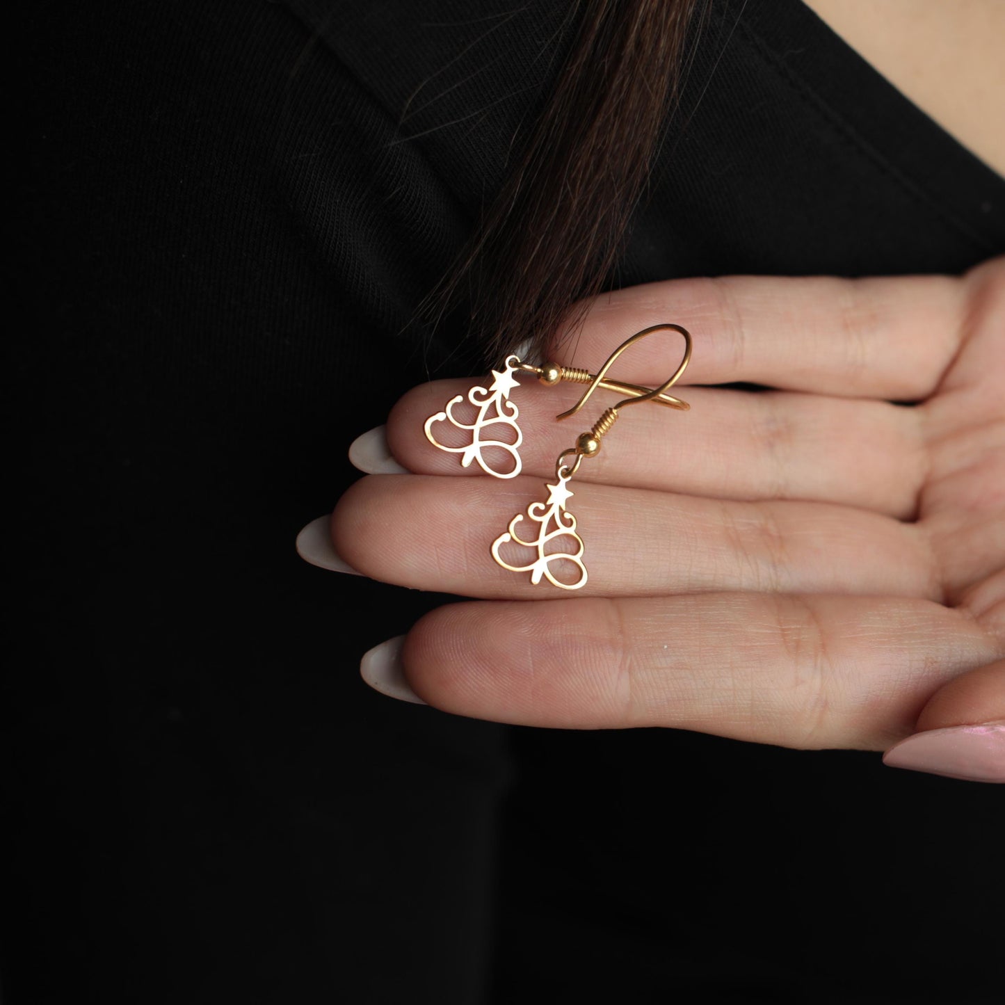 Tiny Tree Earrings | 18K Gold Dainty Holiday Jewelry | Minimalist Lightweight Christmas Tree Gift for Her | Lovely Natural Plant Jewelry