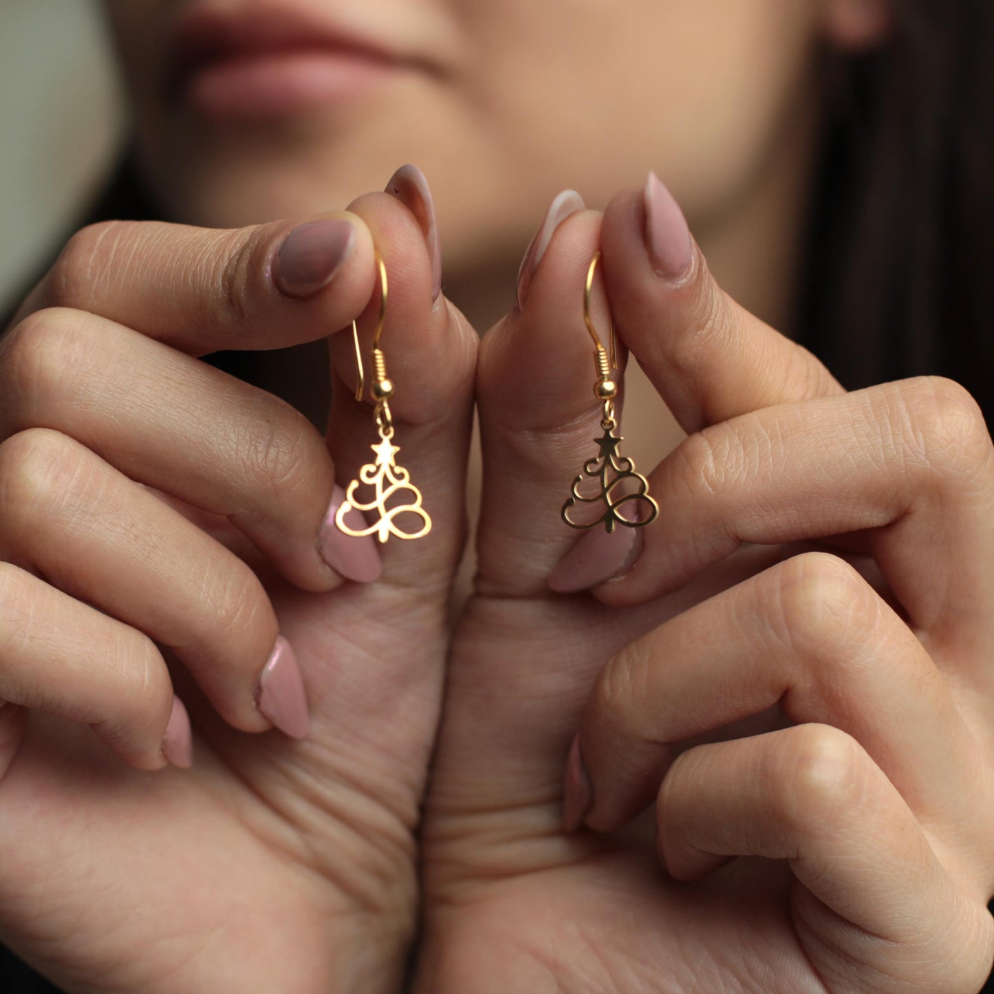 Tiny Tree Earrings | 18K Gold Dainty Holiday Jewelry | Minimalist Lightweight Christmas Tree Gift for Her | Lovely Natural Plant Jewelry