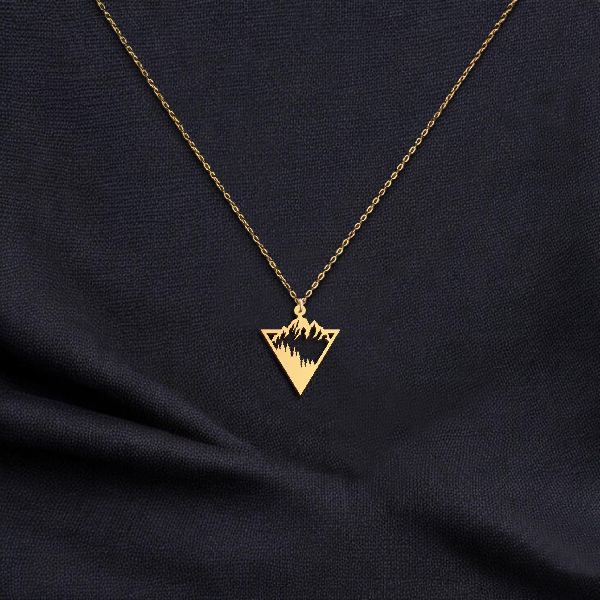 Mountain Necklace | 18K Gold Dainty Nature Jewelry | Minimalist Adventure Pendant Gift for Her | Symbolic Everyday Hiking Necklace
