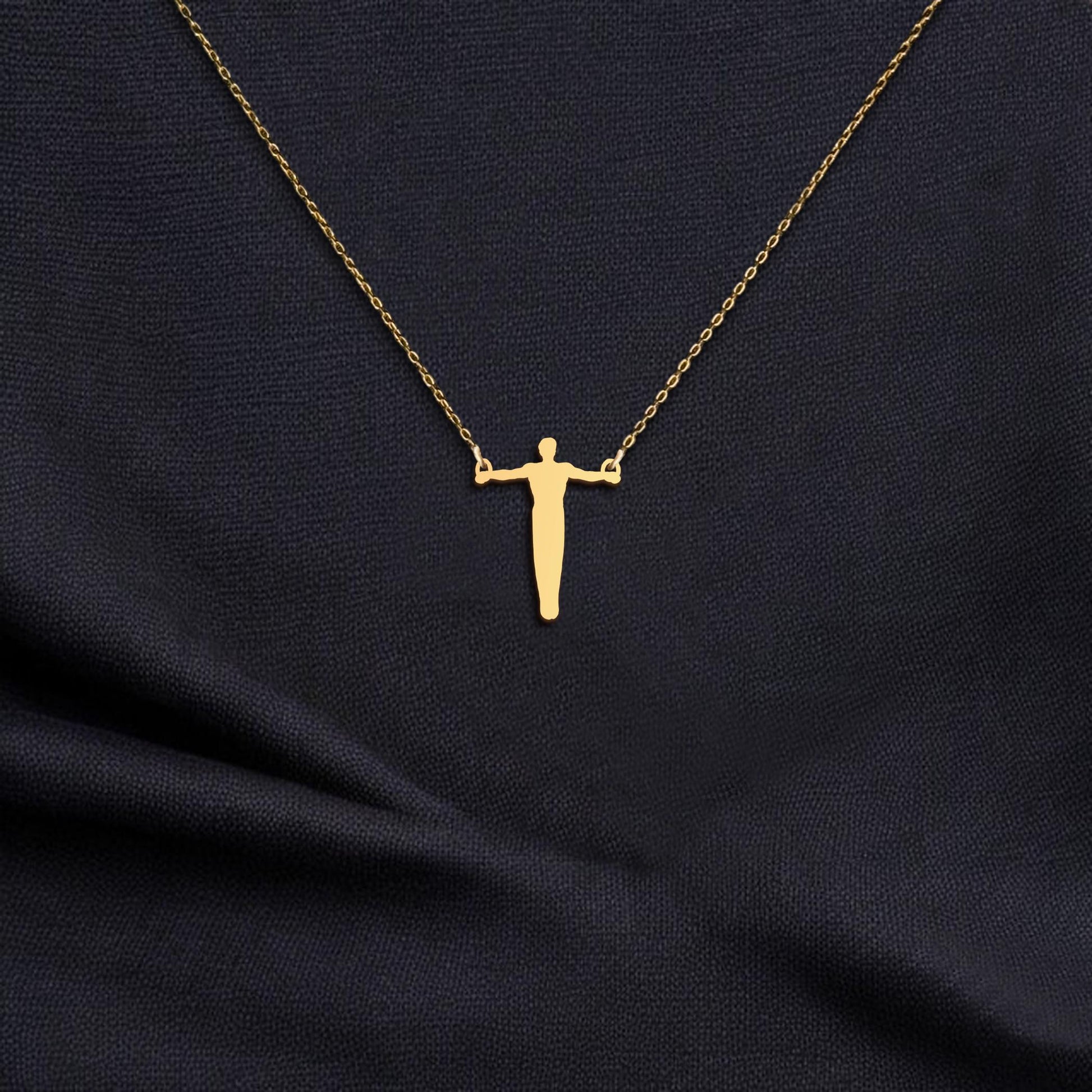 Iron Cross Gymnastics Necklace | 18K Gold Dainty Gymnast Jewelry | Minimalist Symbolic Gift for Athlete or Coach | Everyday Sports Necklace