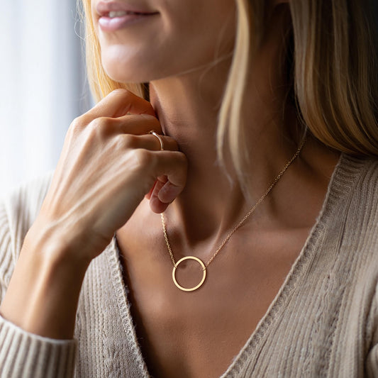 Sterling Silver Circle Necklace: Minimalist Karma Pendant