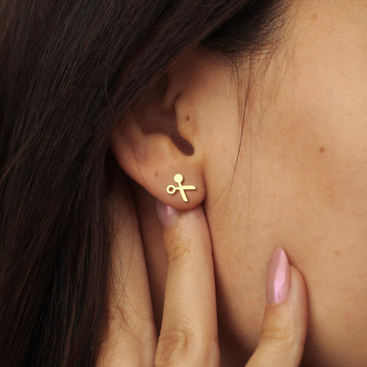 Scissors Earrings | 18K Gold Dainty Stylist Studs | Minimalist Hairdresser or Sewing Jewelry | Gift for Her | Tiny Craft Earrings