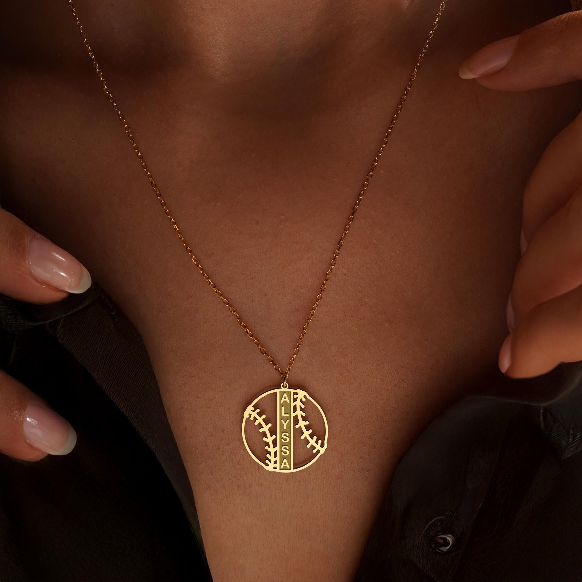 Softball Necklace, Personalized Sports Jewelry, Custom Softball Pendant With Name, Unique Gift For Softball Players, Softball Lover Jewelry