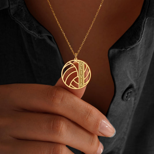 Volleyball Necklace with Custom Name