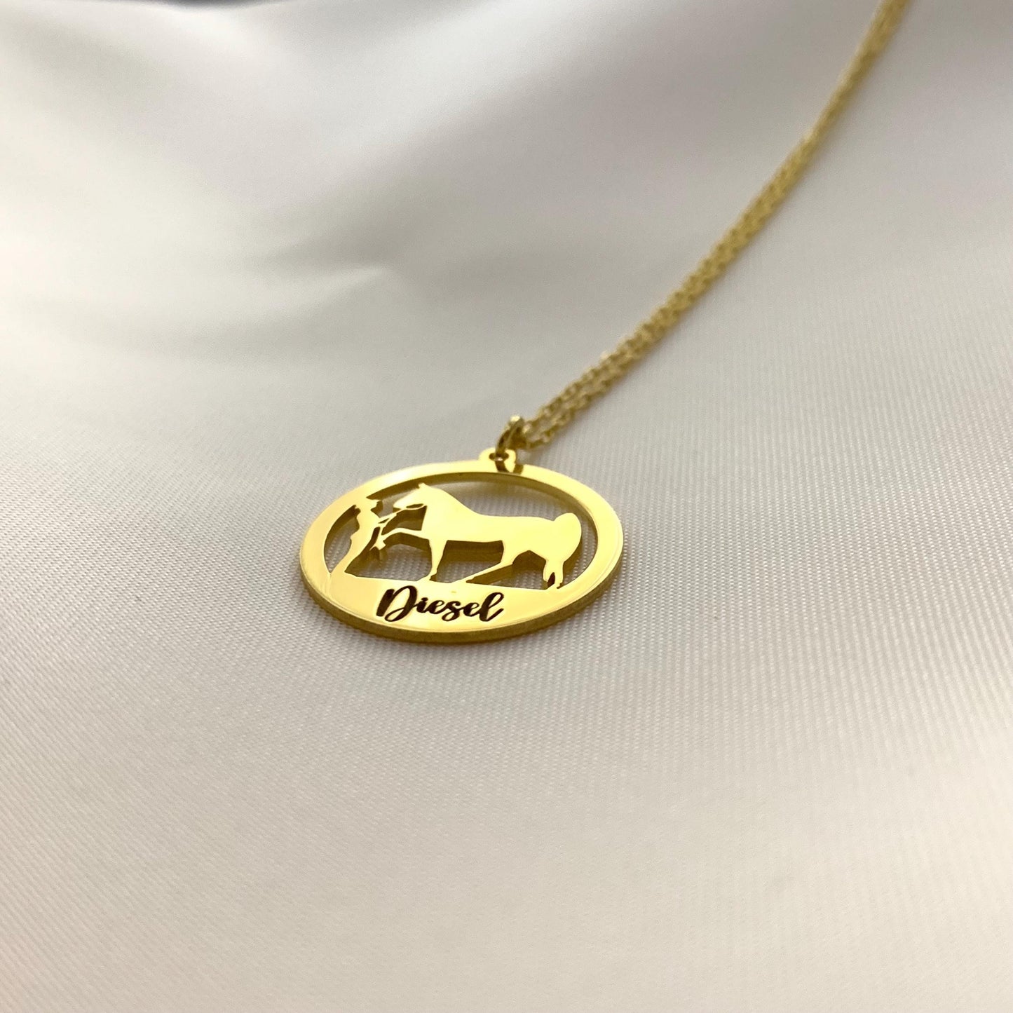 Custom Horse Necklace, Equestrian Jewelry, Horse Name Necklace, Animal Lover Gift, Gold Horse Charm, Horse Memorial Gift, Horse Mom Gifts