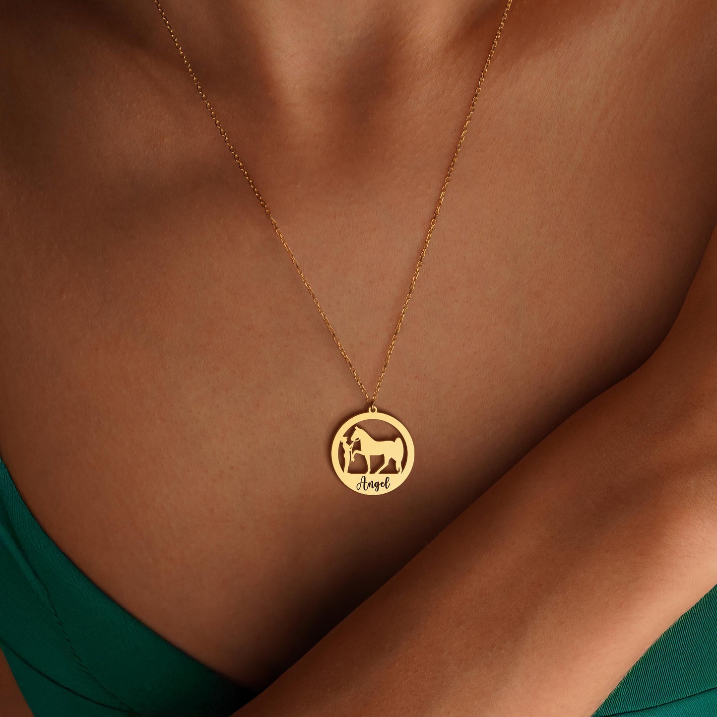 Custom Horse Necklace, Equestrian Jewelry, Horse Name Necklace, Animal Lover Gift, Gold Horse Charm, Horse Memorial Gift, Horse Mom Gifts