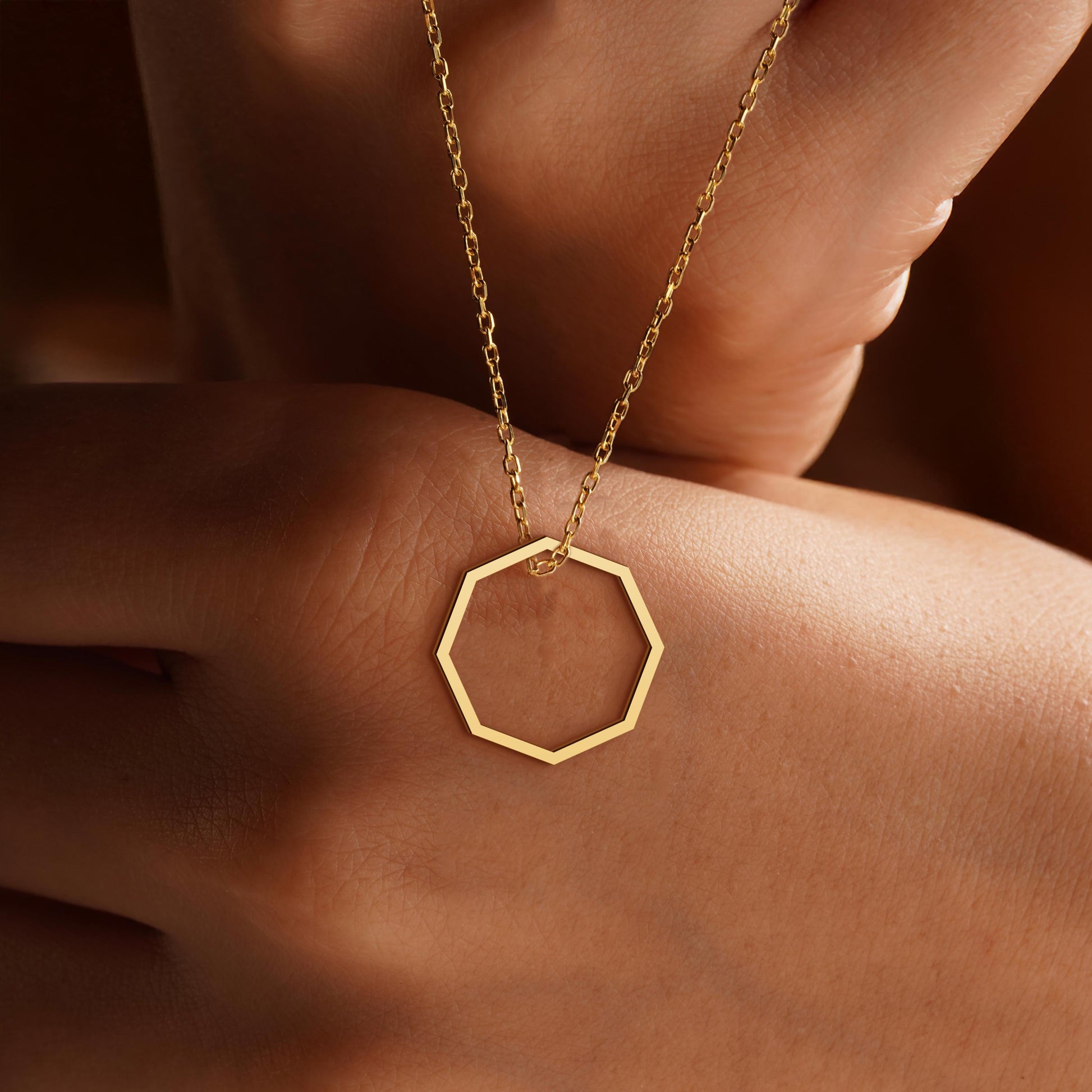 Octagon Necklace • Geometric Pendant Jewelry • Minimalist Dainty Necklace for Modern Everyday Style