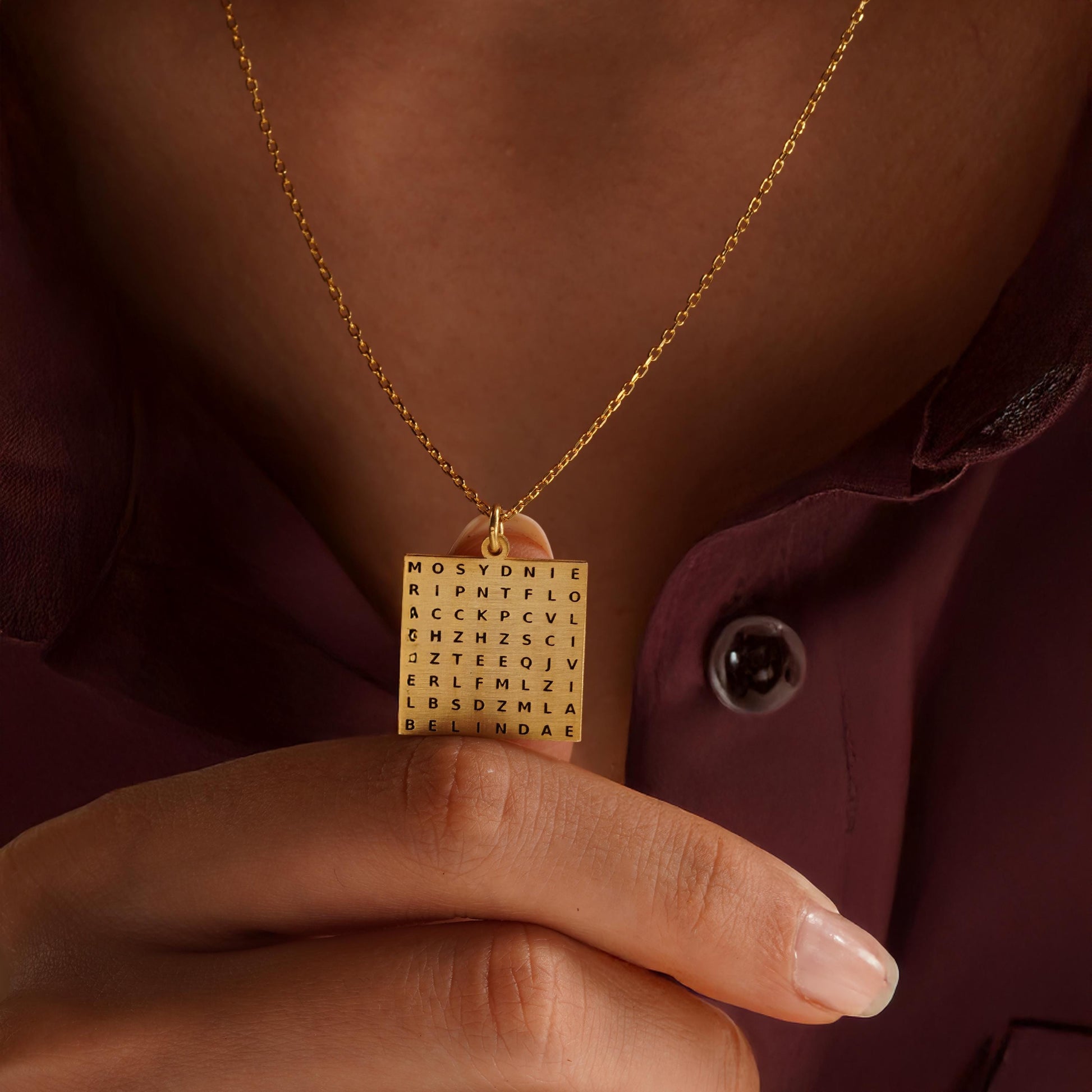 Custom Word Search Name Necklace